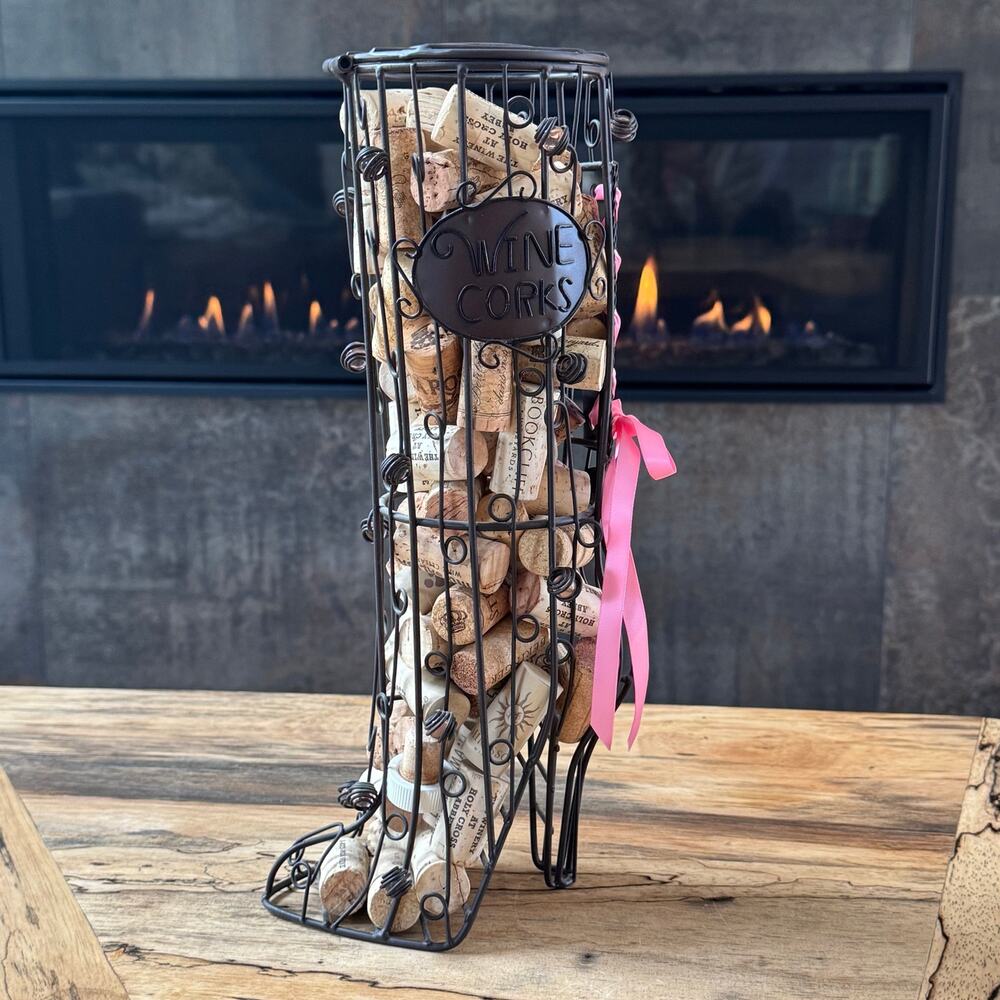 Epic Products 14" High Heel Boot Cork Cage Corset Wine Bottle Holder Caddy Metal